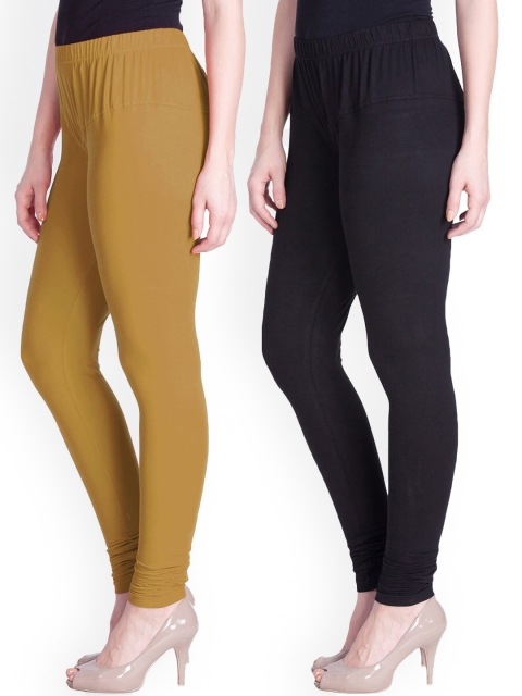 

LYRA Women Pack Of 2 Assorted Churidar-Length Cotton Leggings