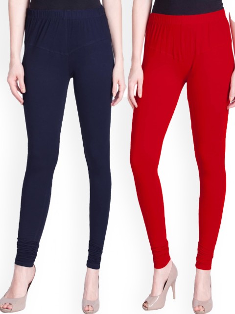 

LYRA Women Pack Of 2 Assorted Churidar-Length Cotton Lycra Leggings