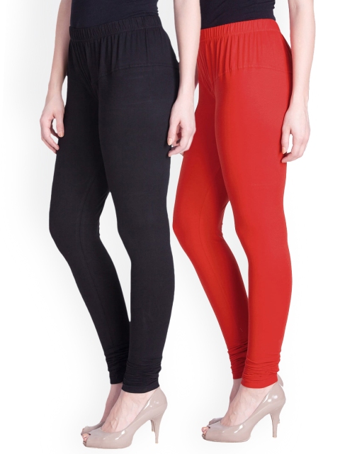 

LYRA Women Pack Of 2 Churidar-Length Leggings, Black