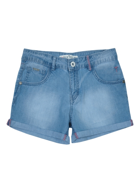 

Palm Tree Girls Blue Washed Regular Fit Denim Shorts