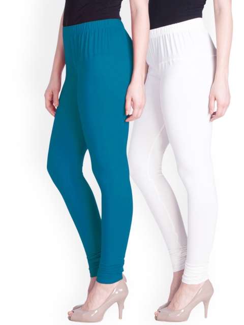 

LYRA Women Pack Of 2 Assorted Churidar Length Leggings, Blue
