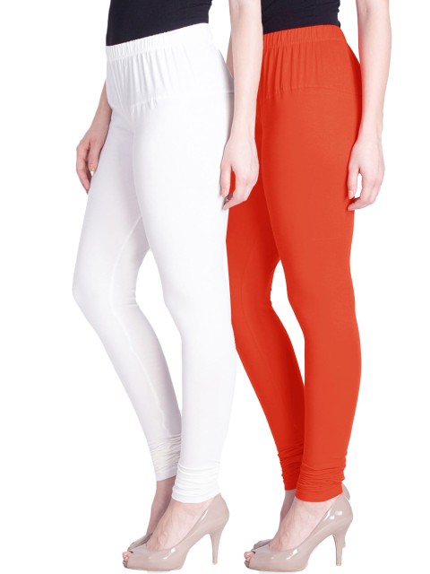 

LYRA Women Pack Of 2 Churidar-Length Leggings, Orange