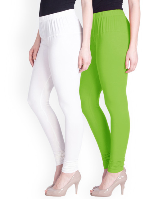 

LYRA Women Pack Of 2 Assorted Churidar Length Leggings, Green