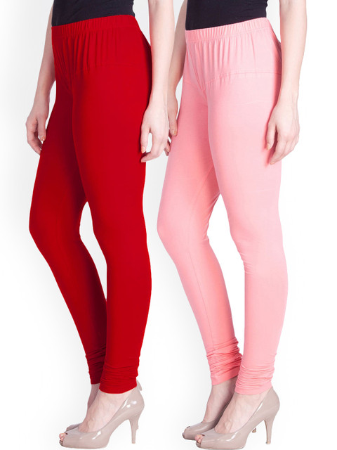 

LYRA Women Pack Of 2 Churidar-Length Leggings, Red