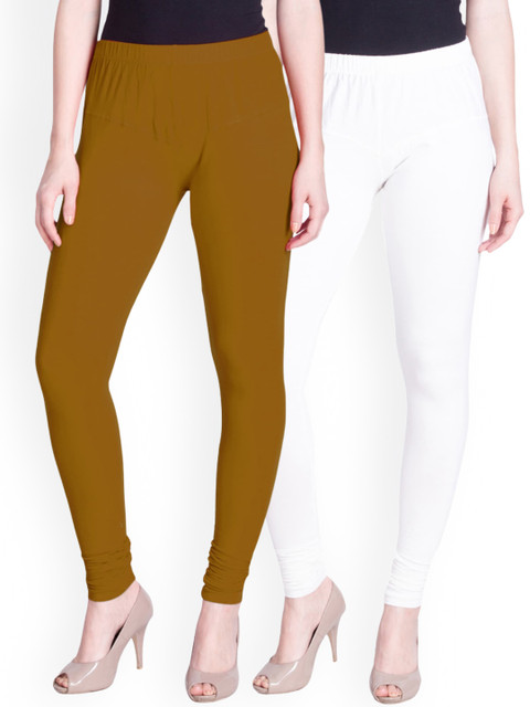 

Lyra Women Pack Of 2 Solid Churidar Length Leggings, Olive