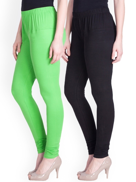 

LYRA Women Pack Of 2 Churidar Length Leggings, Green