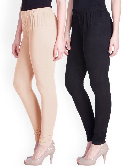 

LYRA Women Pack of 2 Churidar Length Leggings, Off white