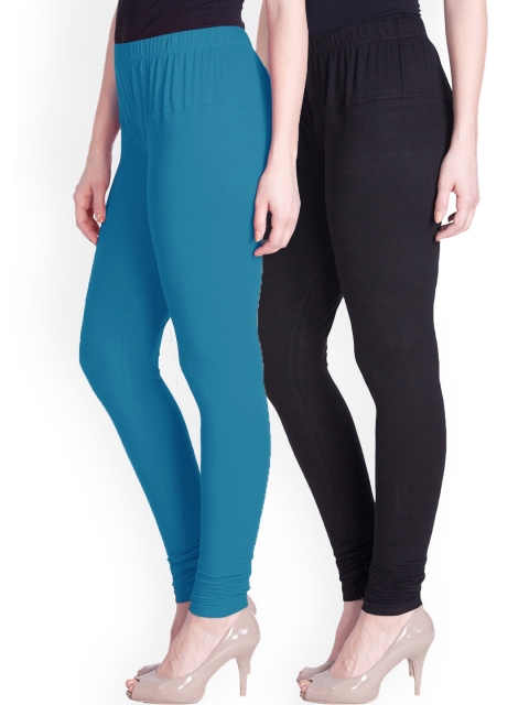 

LYRA Women Pack Of 2 Churidar-Length Leggings, Blue