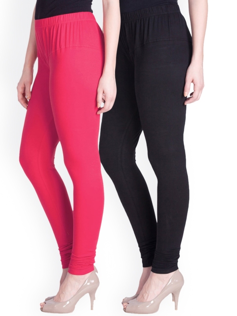 

LYRA Women Pack Of 2 Churidar Length Leggings, Pink