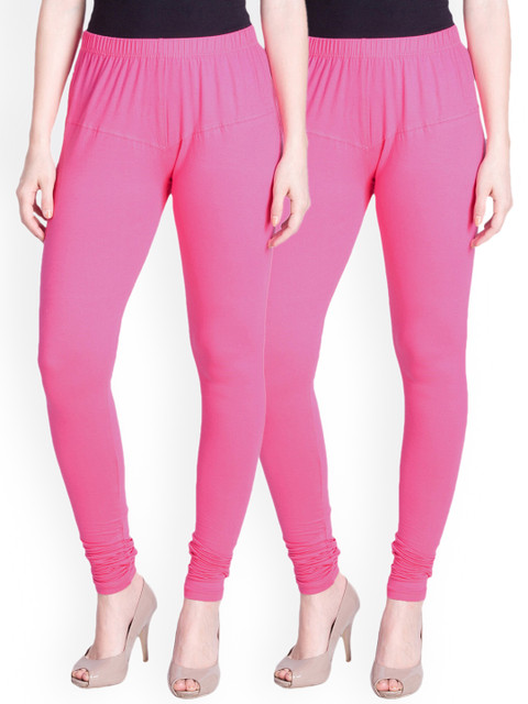 

LYRA Women Pack Of 2 Churidar Length Leggings, Pink