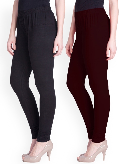 

LYRA Women Pack of 2 Assorted Churidar Length Leggings