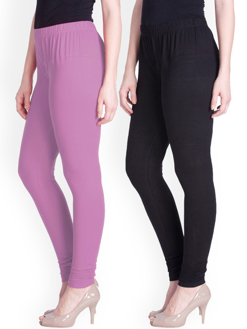 

Lyra Women Pack Of 2 Assorted Solid Churidar-Length Leggings