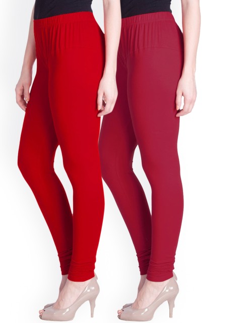 

LYRA Women Pack of 2 Assorted Solid Churidar Length Leggings
