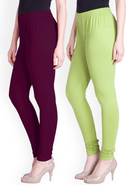 

Lyra Women Pack Of 2 Assorted Solid Churidar-Length Leggings