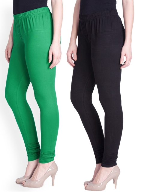 

LYRA Women Pack of 2 Assorted Solid Churidar Length Cotton Leggings