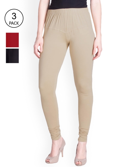 

LYRA Women Pack Of 3 Assorted Churidar Length Leggings