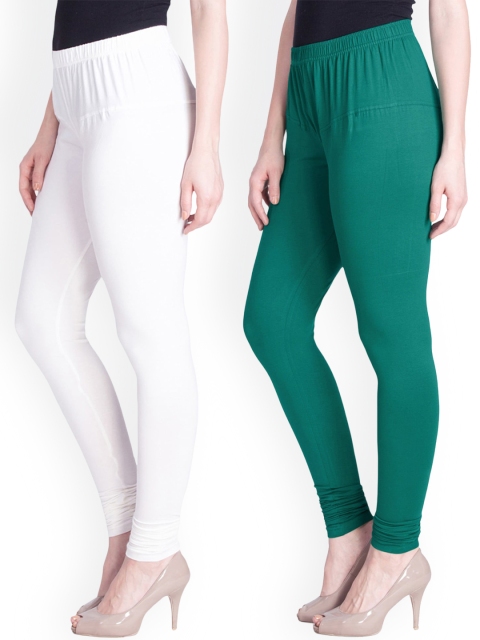 

LYRA Women Pack of 2 Assorted Churidar Length Cotton Leggings