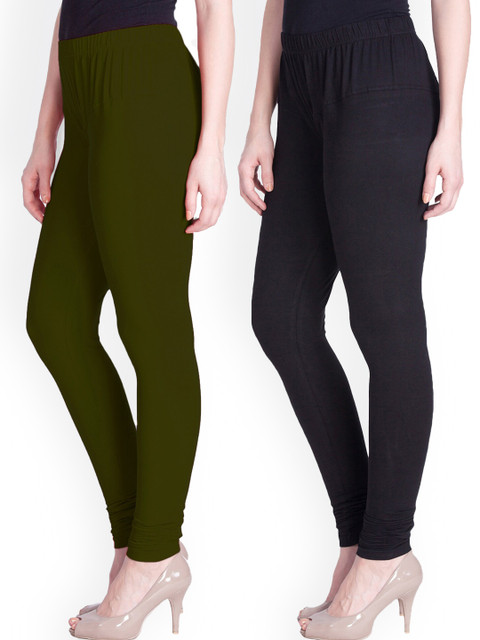 

LYRA Women Pack of 2 Assorted Churidar Length Cotton Leggings