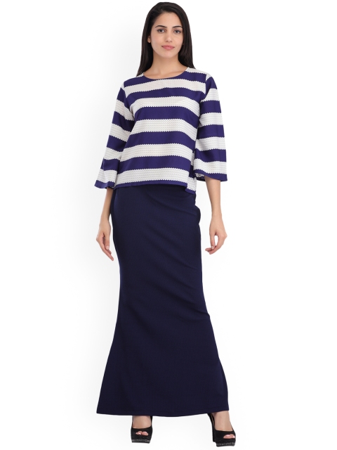 

Cottinfab Navy Blue A-Line Maxi Skirt