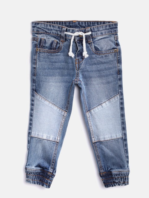 

YK Boys Blue Mid-Rise Clean Look Stretchable Joggers