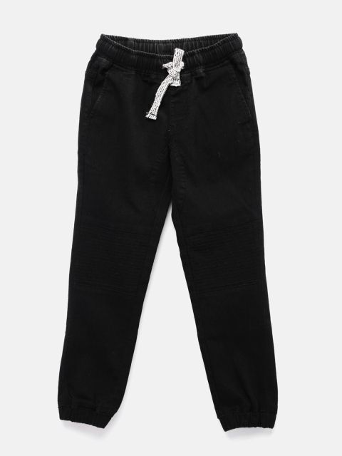 

YK Boys Black Regular Fit Mid-Rise Clean Look Stretchable Joggers