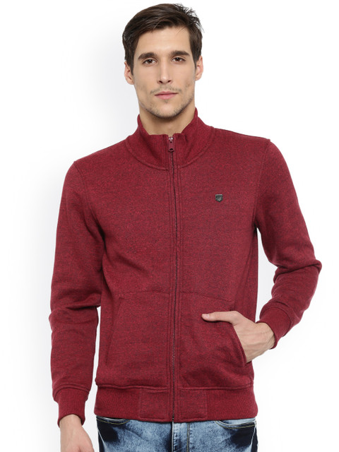 

t-base Men Maroon Solid Sweatshirt