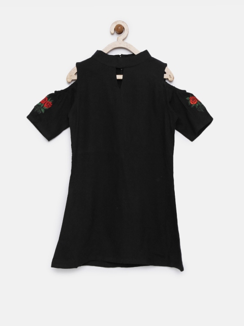 

YK Girls Black Solid A-Line Dress