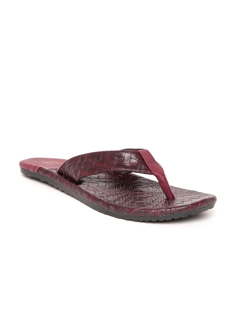 

Footin Men Burgundy Basketweave-Textured Flip-Flops