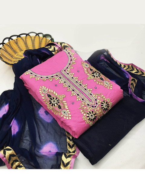 

KALINI Pink & Black Unstitched Dress Material