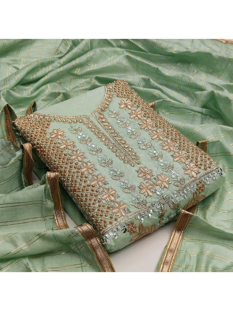 

KALINI Lime Green & Grey Unstitched Dress Material