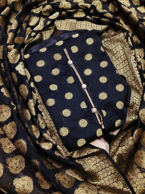 

KALINI Blue & Gold-Toned Unstitched Dress Material