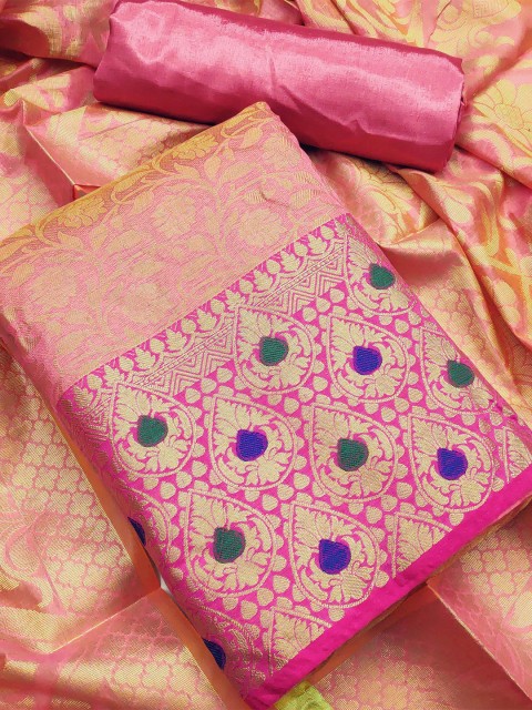 

KALINI Pink & Blue Unstitched Dress Material