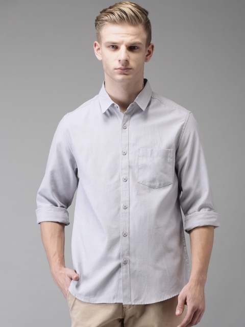 

HERE&NOW Men Grey Regular Fit Solid Semi-Formal Shirt