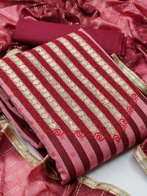 

KALINI Purple & Gold-Toned Pure Cotton Unstitched Dress Material