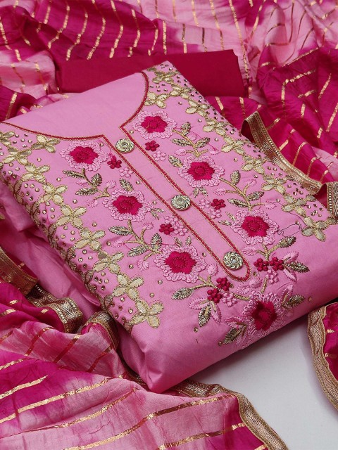 

KALINI Pink & Purple Unstitched Dress Material