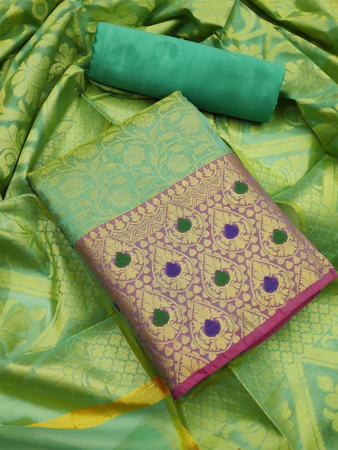

KALINI Green & Gold-Toned Unstitched Dress Material