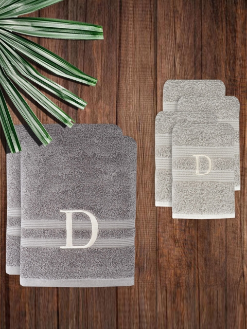 

LUSH & BEYOND Set Of 6 Grey Solid 500 GSM Pure Cotton Towels Set