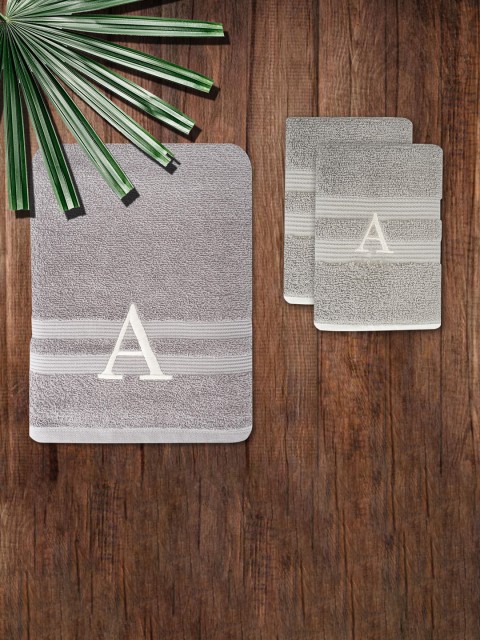 

LUSH & BEYOND Set Of 3 Grey Solid 500 GSM Pure Cotton Towel