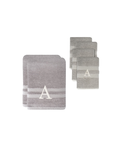 

LUSH & BEYOND Set Of 6 Grey Solid 500 GSM Pure Cotton Towel
