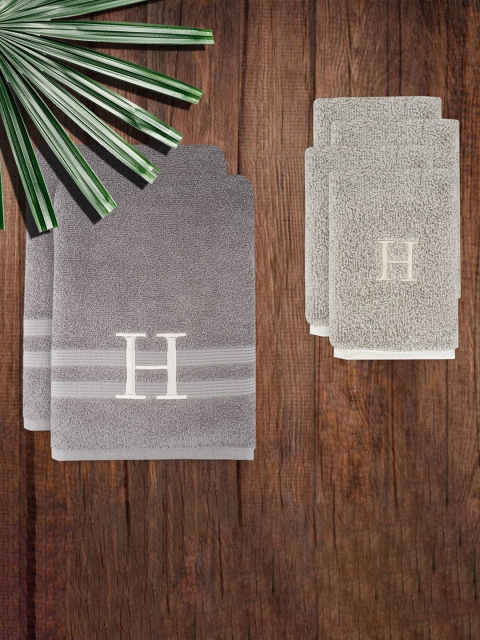 

LUSH & BEYOND Set Of 6 Grey Solid 500 GSM Pure Cotton Towel