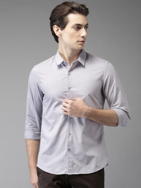 

HERE&NOW Men Grey Regular Fit Solid Casual Shirt