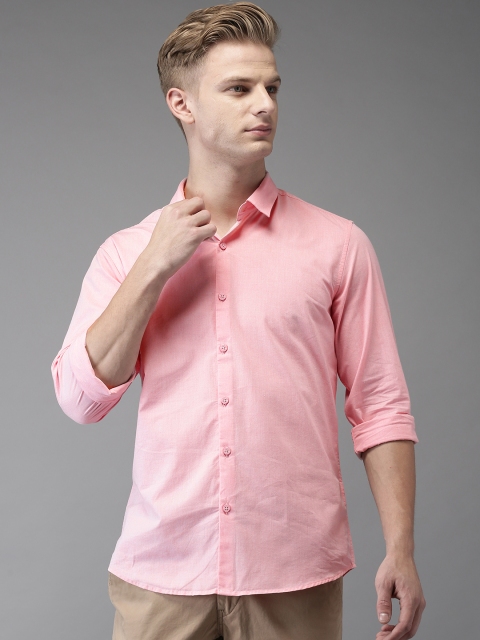

HERE&NOW Men Pink Regular Fit Solid Casual Shirt