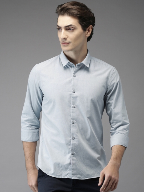 

HERE&NOW Men Grey Regular Fit Solid Casual Shirt