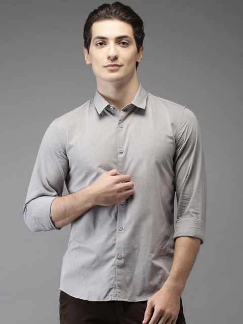

HERE&NOW Men Grey Regular Fit Solid Casual Shirt