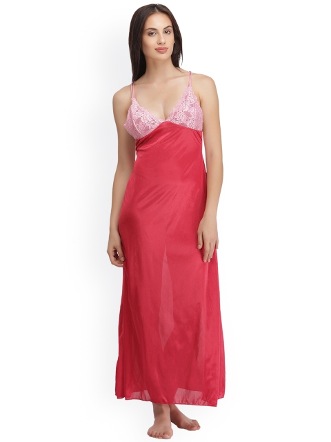 

Clovia Pink Satin Maxi Nightdress NS0851P14XL