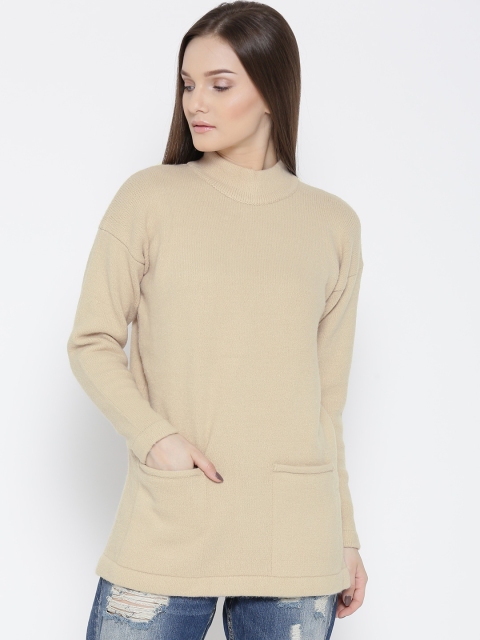 

FOREVER 21 Women Beige Solid Sweater