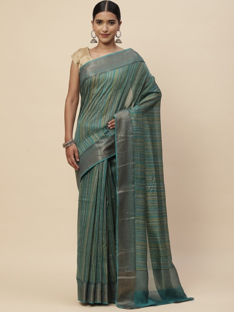 

Meena Bazaar Blue & Green Zari Silk Cotton Kanjeevaram Saree
