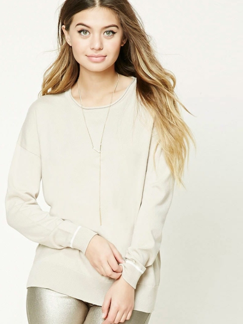 

FOREVER 21 Women Beige Solid Sweater