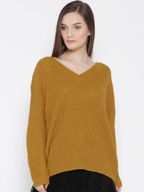 

FOREVER 21 Women Mustard Yellow Solid Pullover