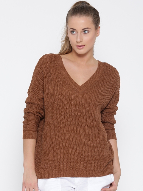 

FOREVER 21 Women Brown Ribbed Sweater